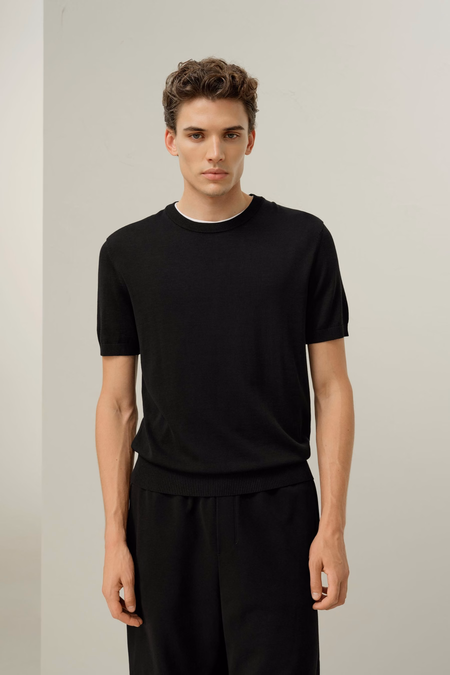 Silk-Cotton Regular-Fit Crew Neck Top