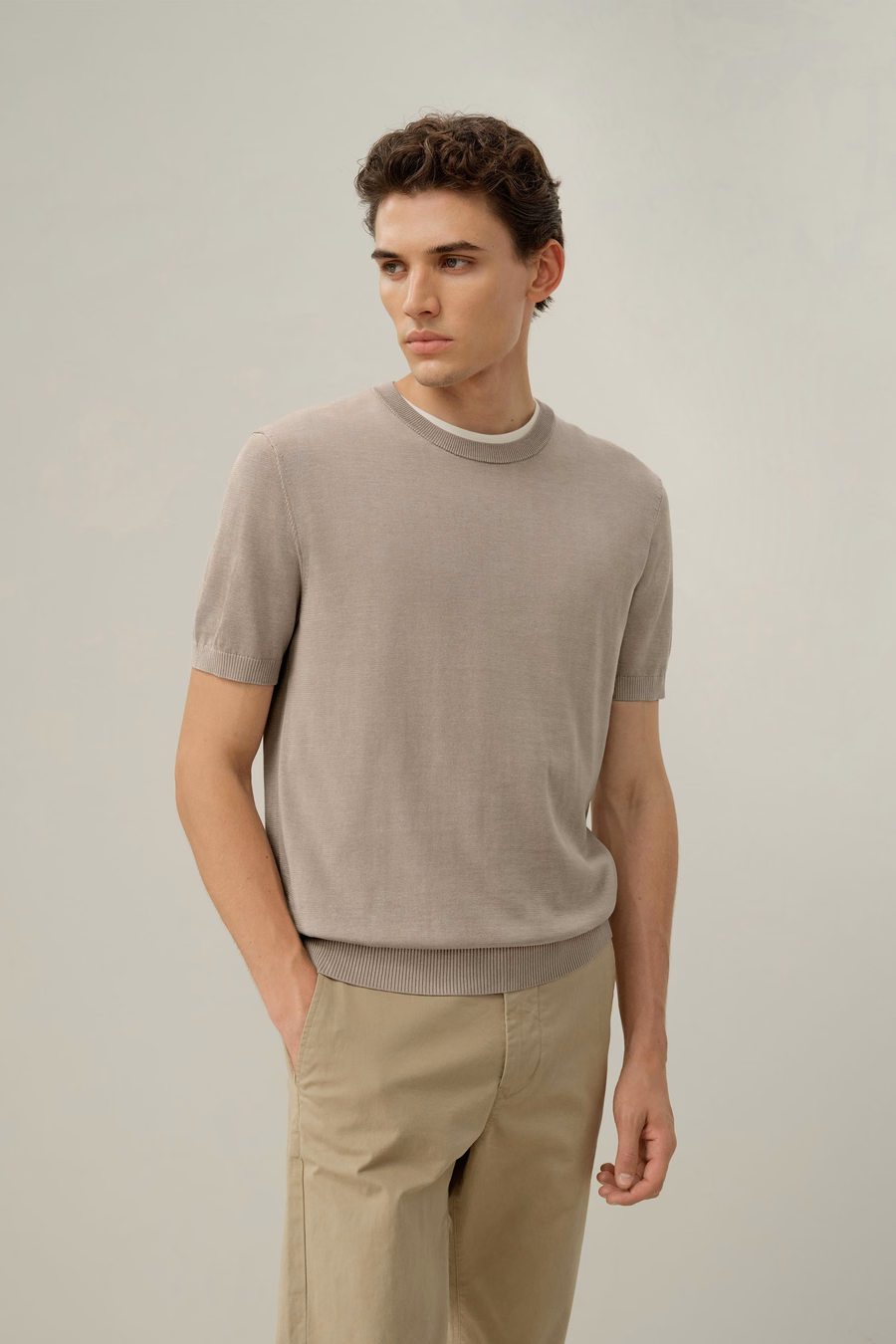 Silk-Cotton Regular-Fit Crew Neck Top