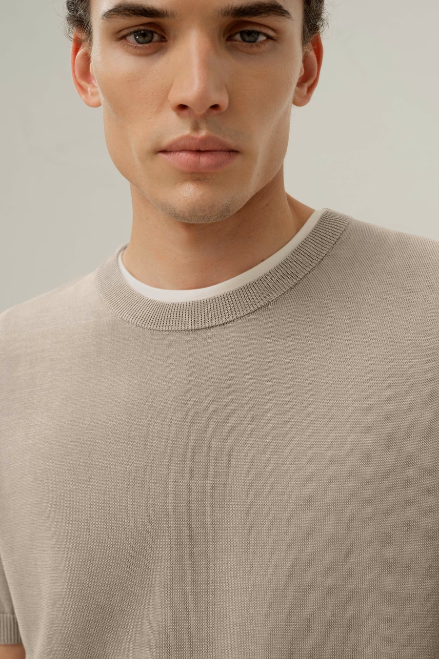 Silk-Cotton Regular-Fit Crew Neck Top
