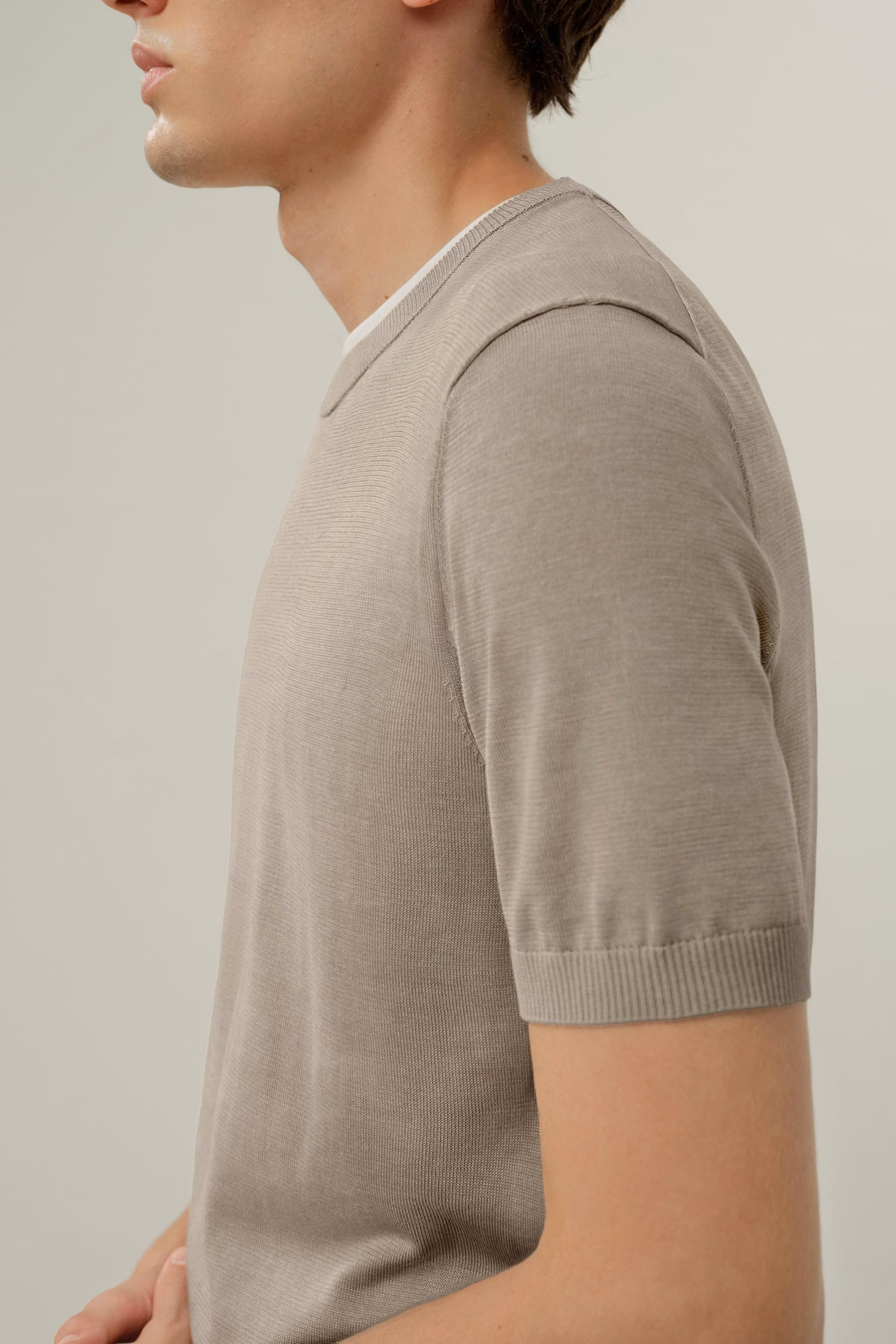 Silk-Cotton Regular-Fit Crew Neck Top