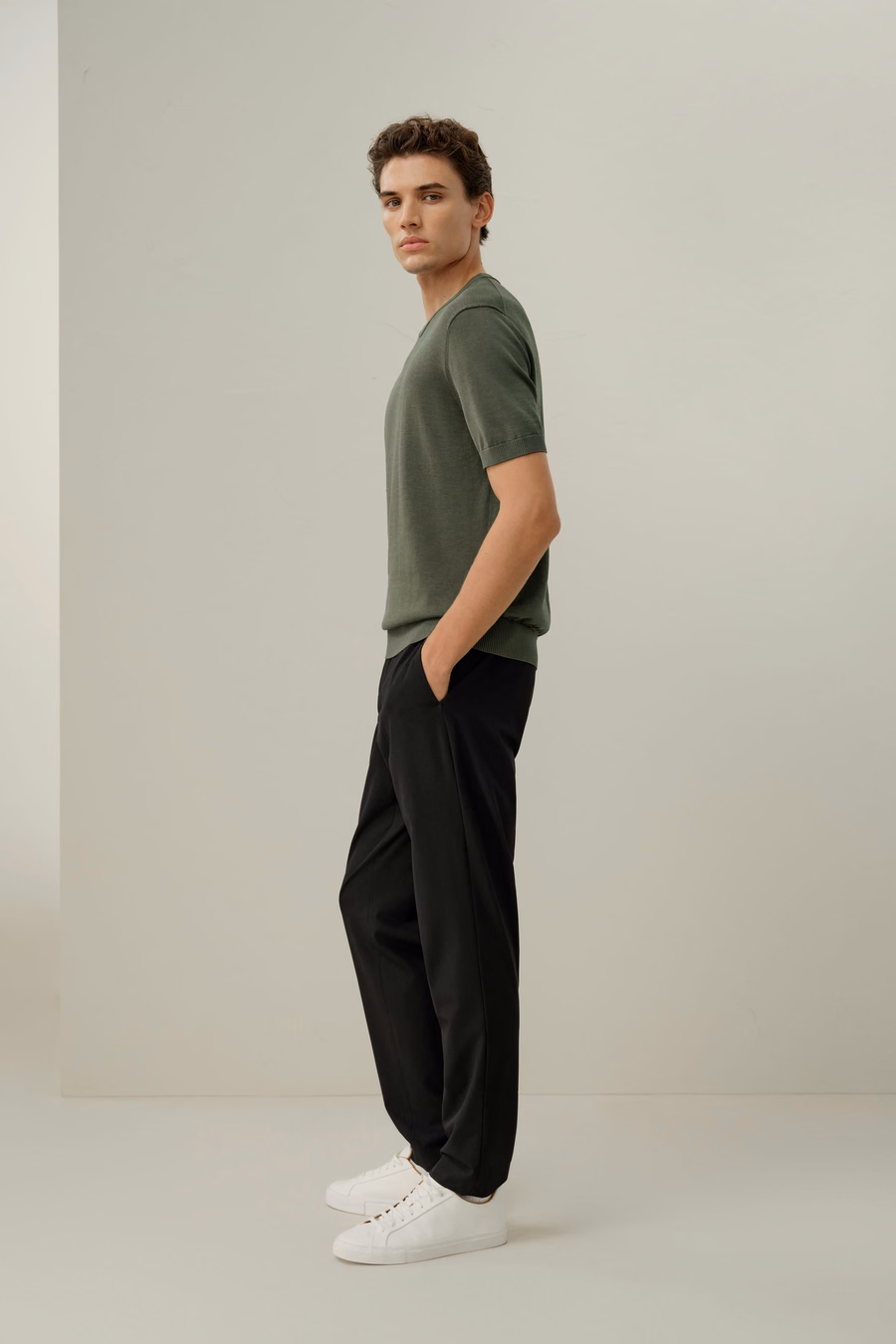 Silk-Cotton Regular-Fit Crew Neck Top