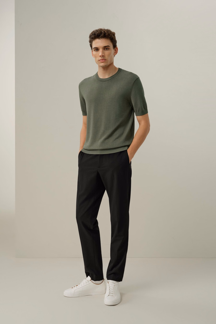 Silk-Cotton Regular-Fit Crew Neck Top