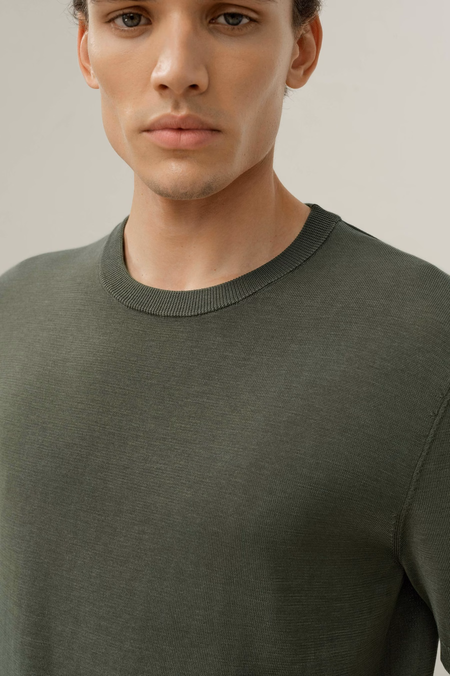 Silk-Cotton Regular-Fit Crew Neck Top