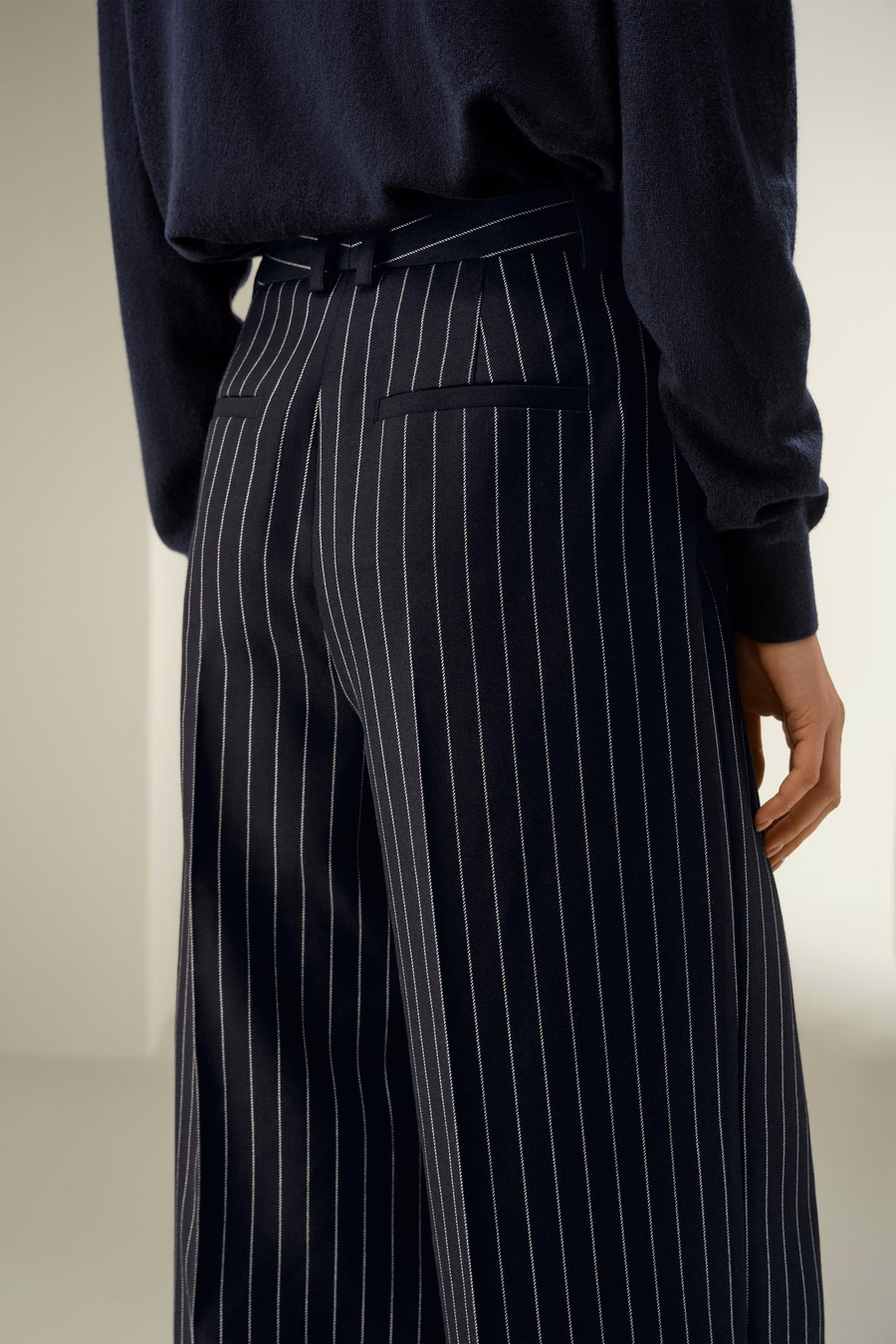 Wolmix Wijde-Leg Gestreepte Broek