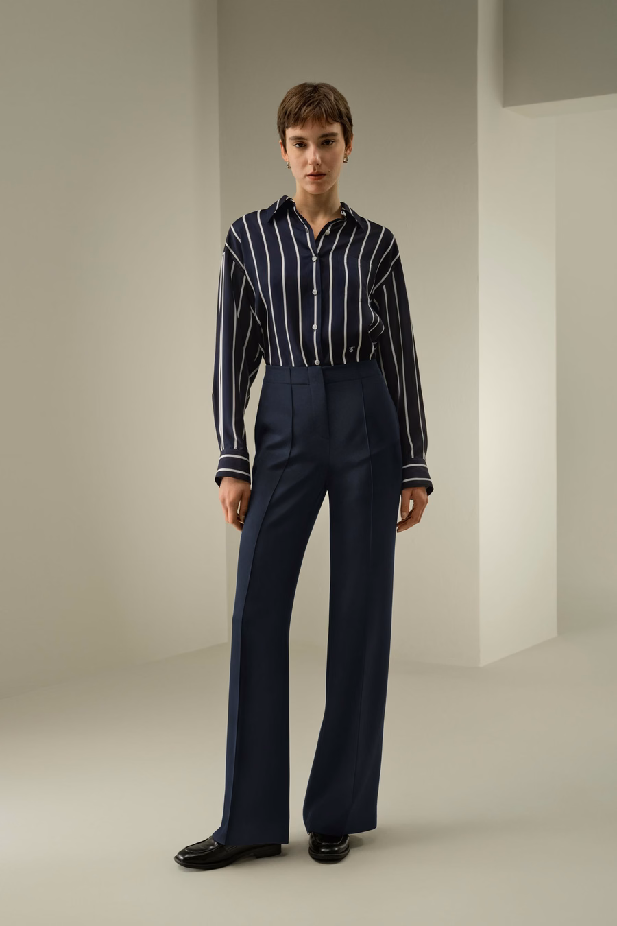 Minimalistische Zijde Crêpe Broek