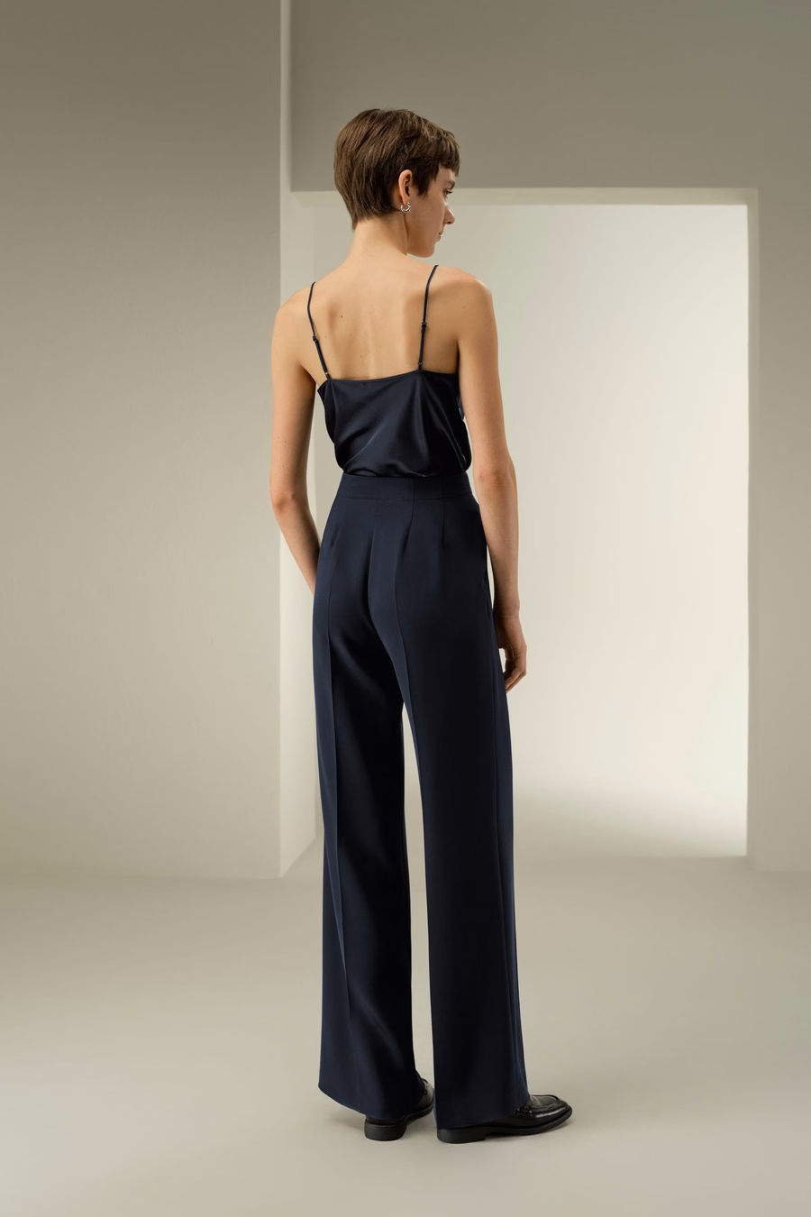Minimalistische Zijde Crêpe Broek