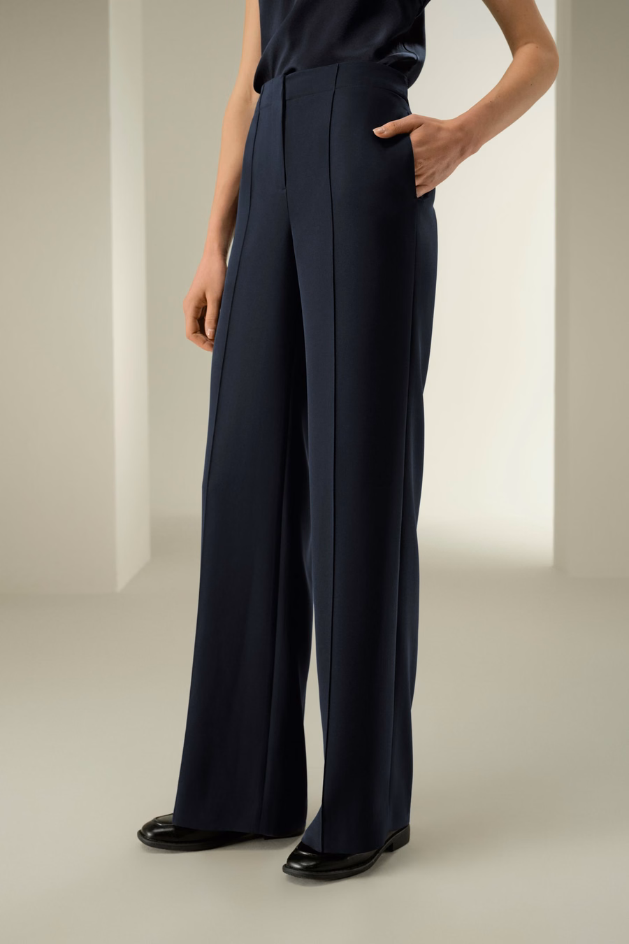 Minimalistische Zijde Crêpe Broek