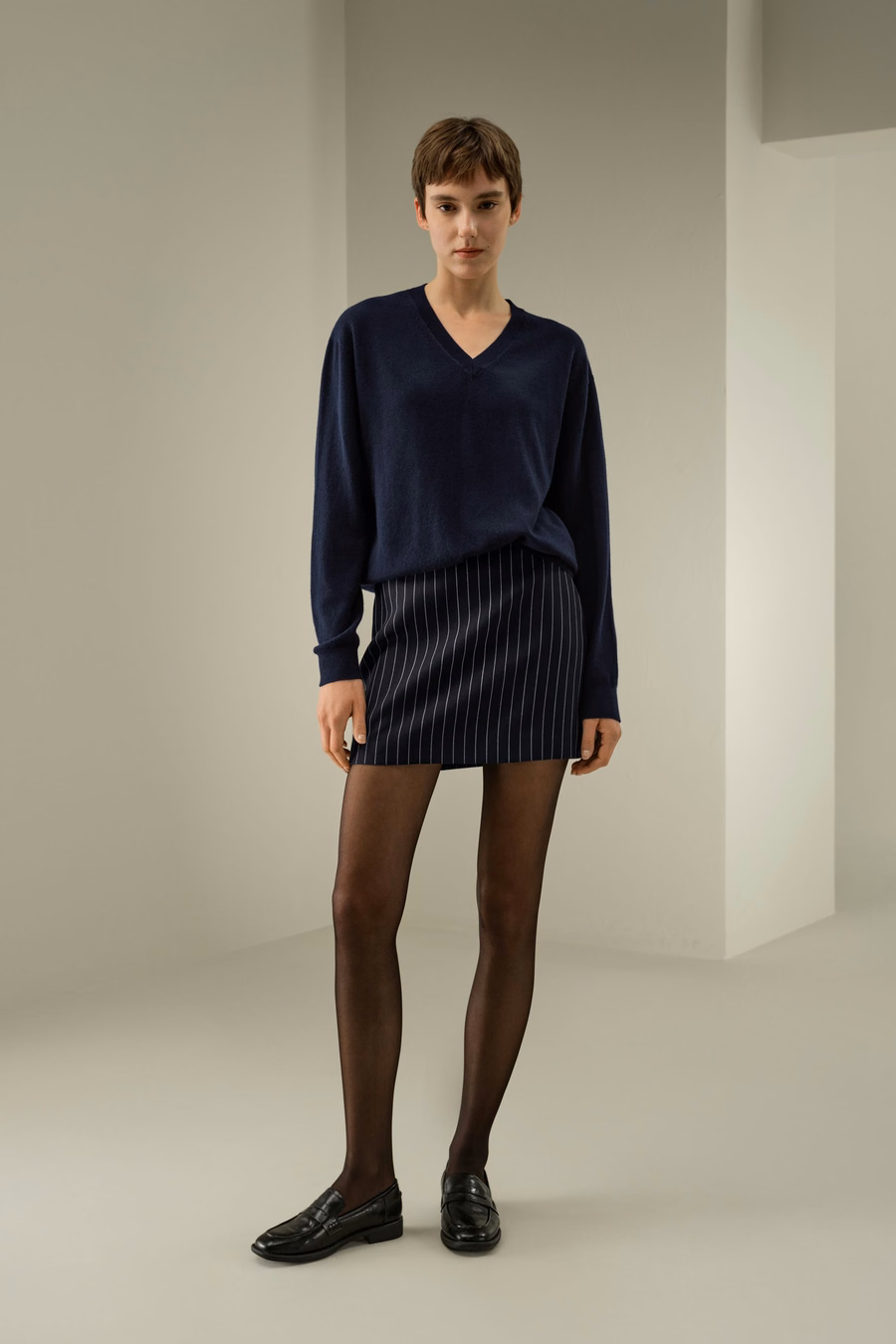 Sloane Pinstripe Wool-Blend Mini Skirt