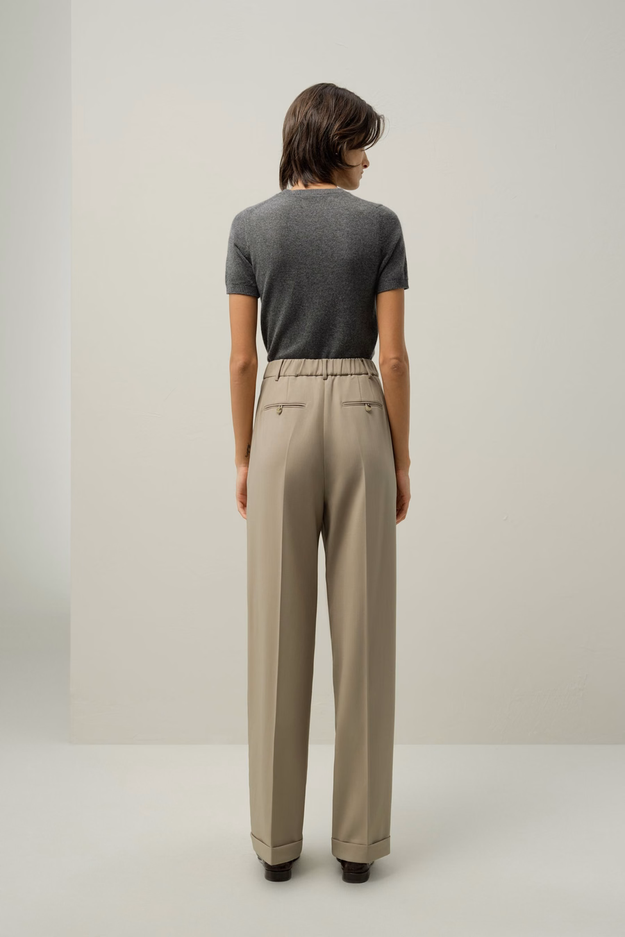 Silk-Wool Straight-Leg Versatil Pants