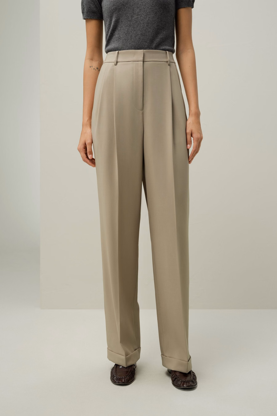 Silk-Wool Straight-Leg Versatil Pants
