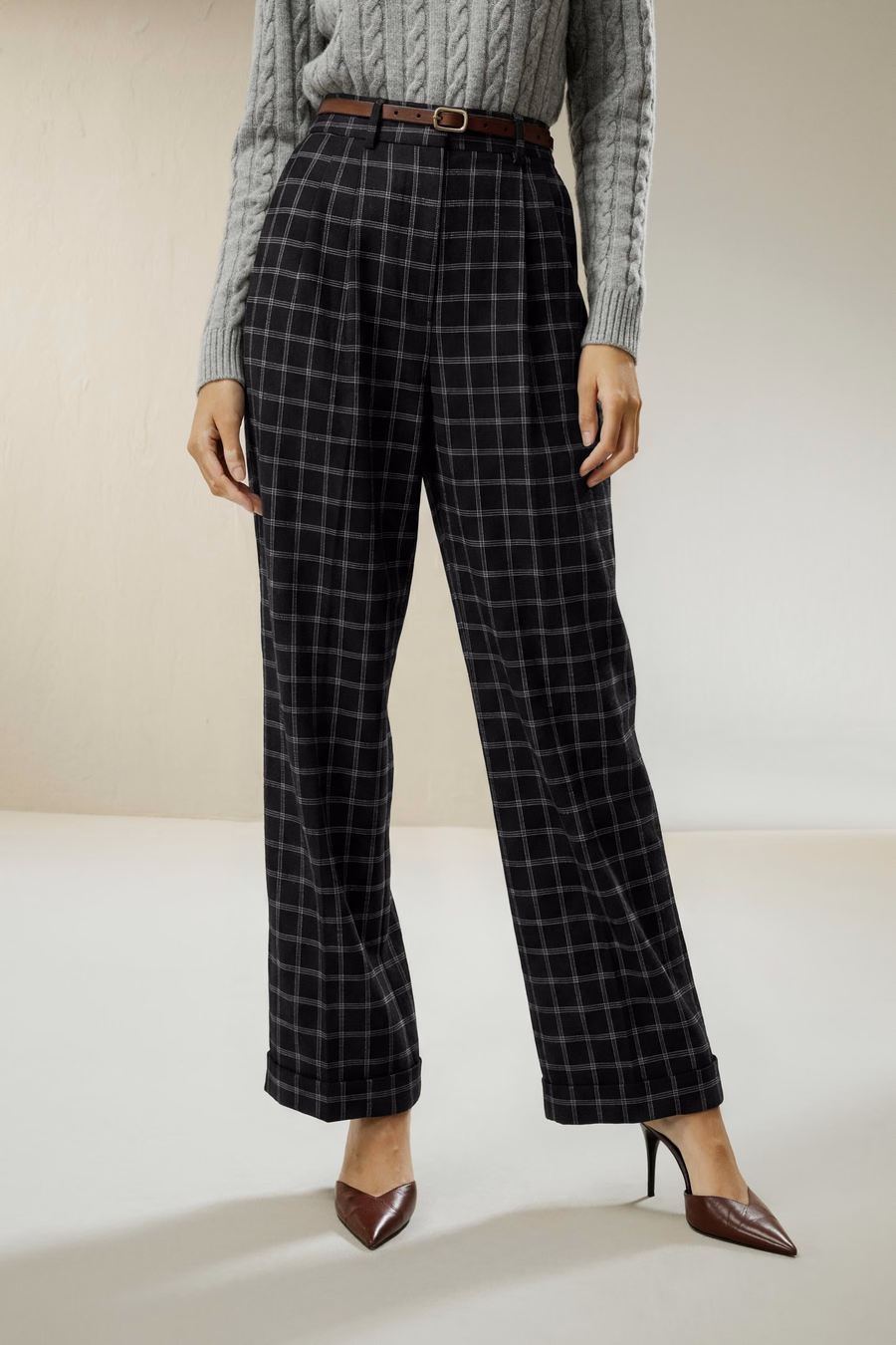 Wijde Been Zijde-Wol Suit Broek