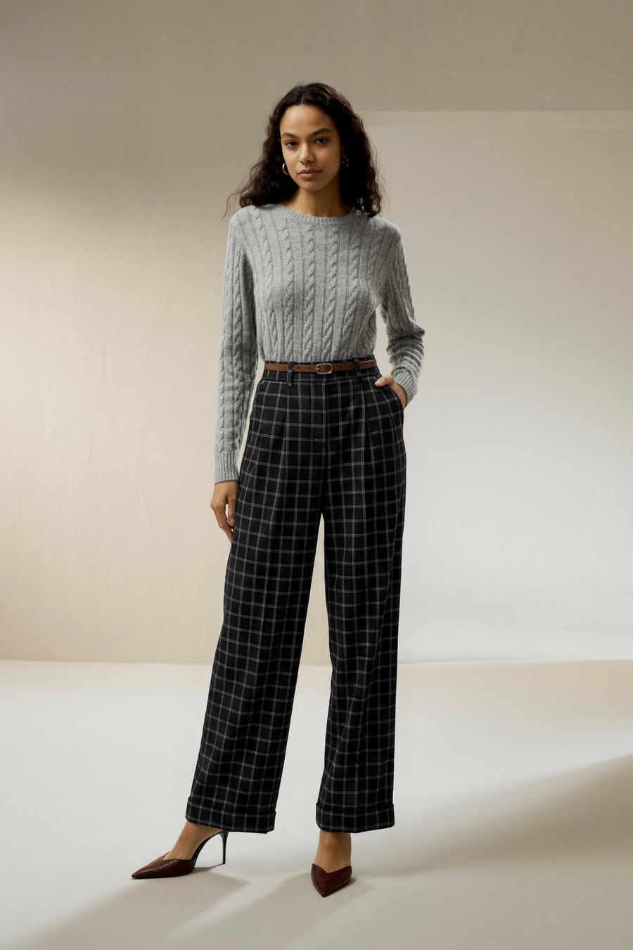 Wijde Been Zijde-Wol Suit Broek