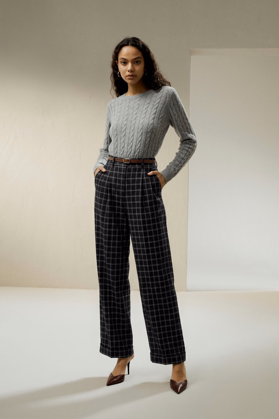 Wijde Been Zijde-Wol Suit Broek