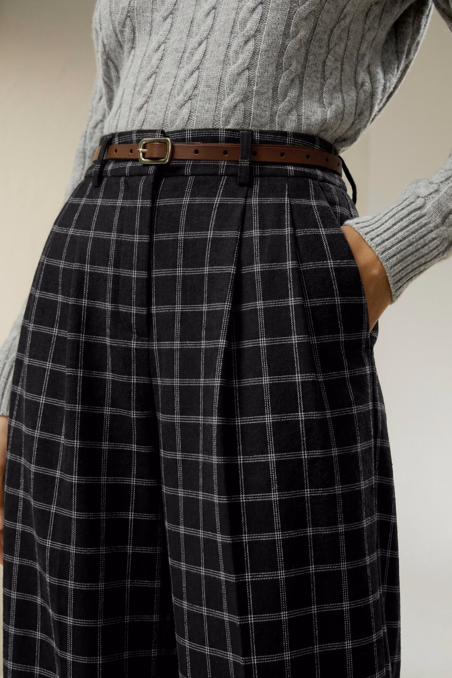 Wijde Been Zijde-Wol Suit Broek