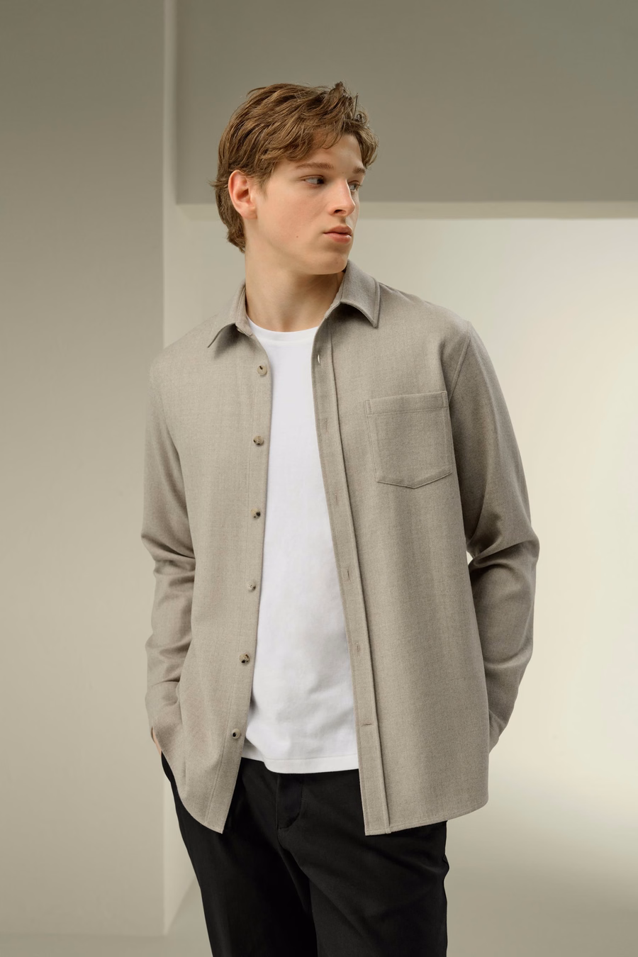 Silk-Wool Oversized Warm Shirt for Men