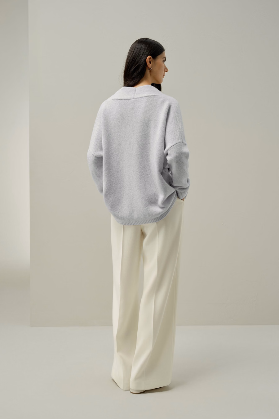 Bouclé Gebreide Zijde-Kasjmier Wrap Cardigan