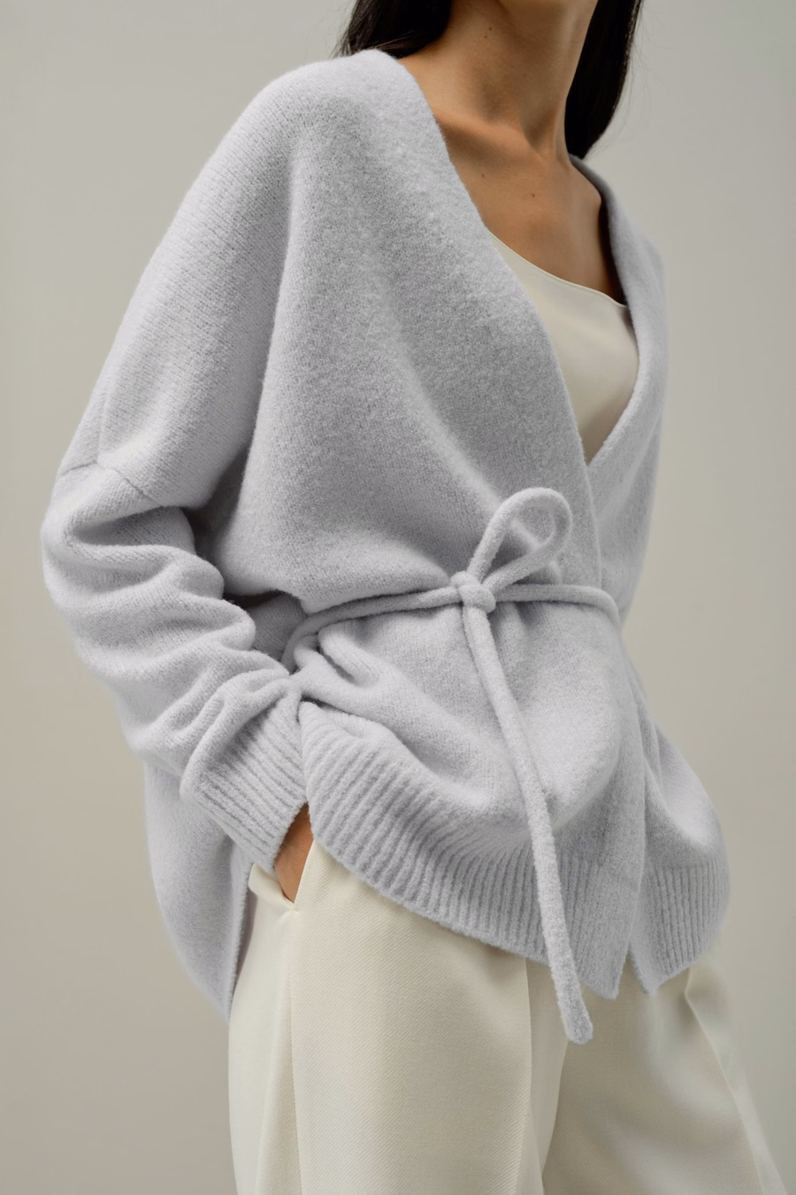Bouclé Gebreide Zijde-Kasjmier Wrap Cardigan