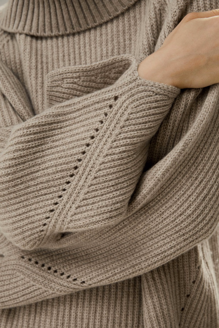 Oversized Merino Wol Trui met Splitmouwen