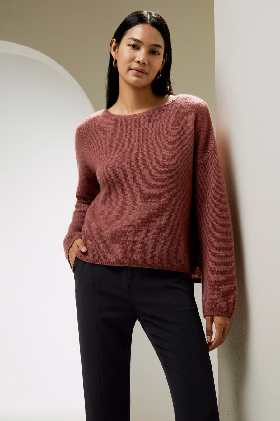 Ontspannen Pasvorm Drop-Schouder Zijde Katoenmix Sweatshirt