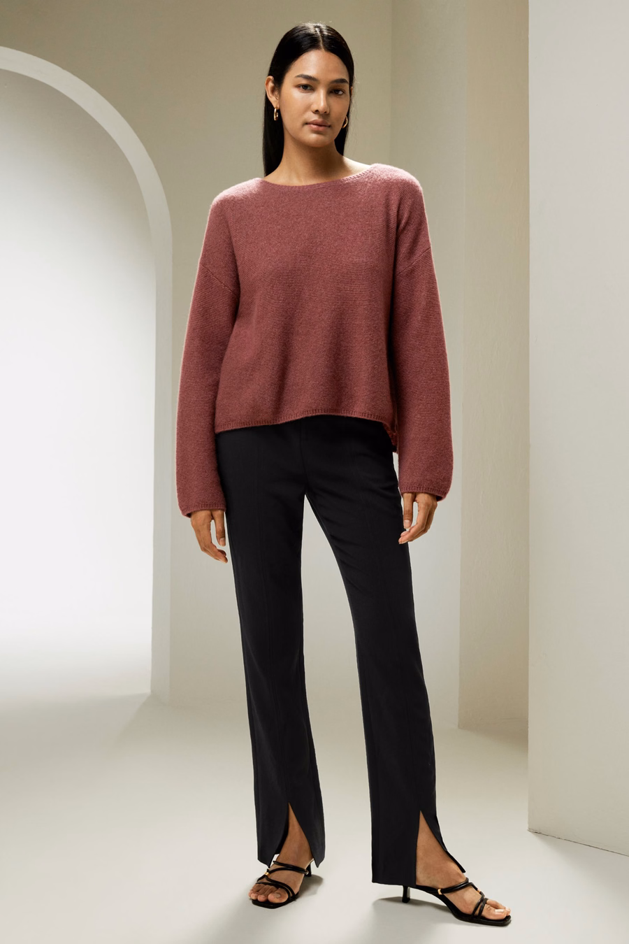 Ontspannen Pasvorm Drop-Schouder Zijde Katoenmix Sweatshirt