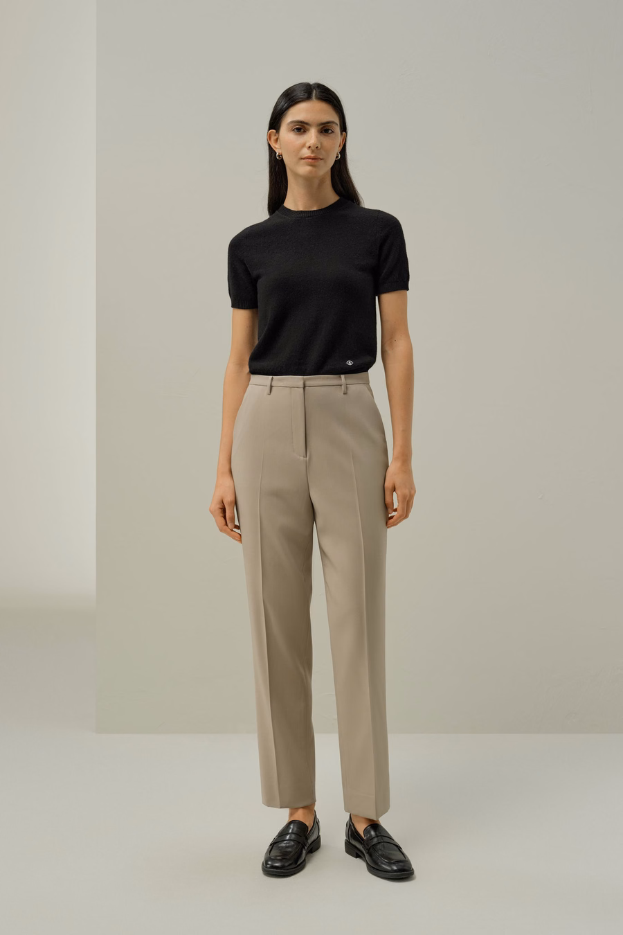 Basis zijden-wolblend slim fit broek