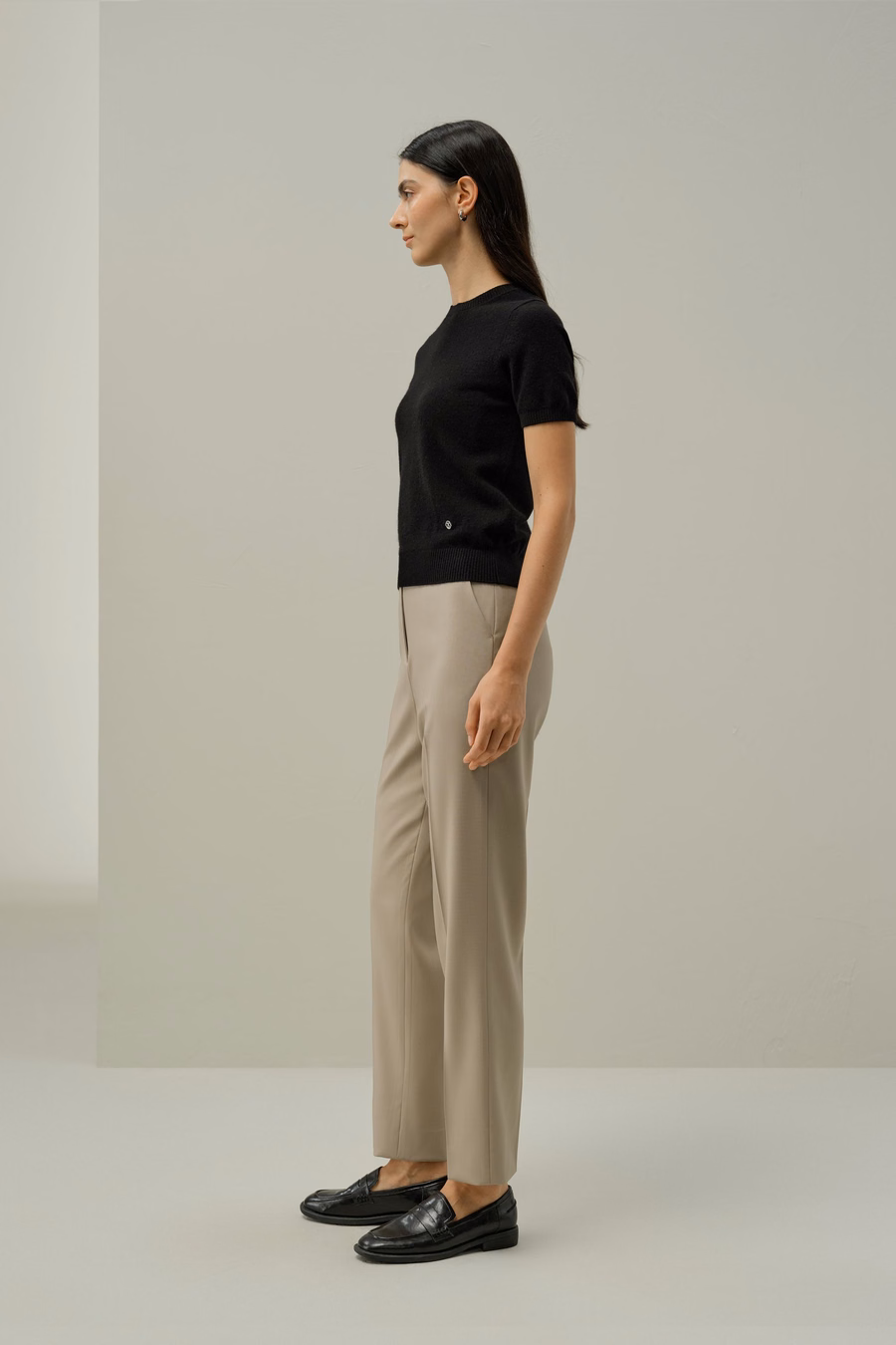 Basis zijden-wolblend slim fit broek