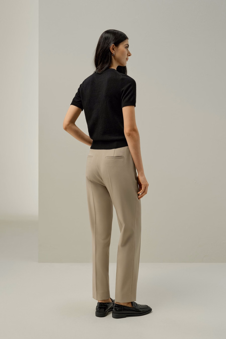 Basis zijden-wolblend slim fit broek