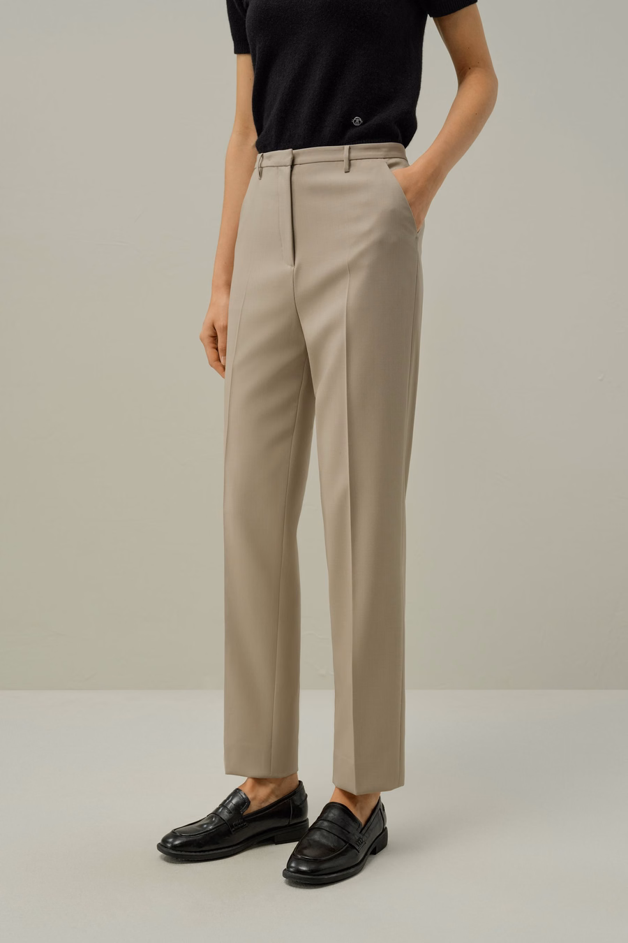 Basis zijden-wolblend slim fit broek