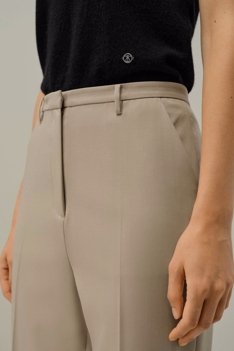 Basis zijden-wolblend slim fit broek