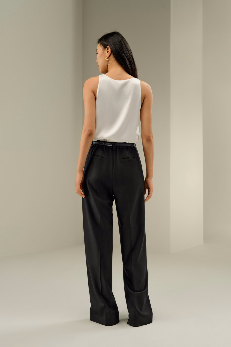 Wollen Zijde Blend Rechte Broek