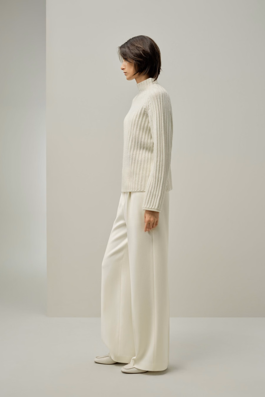Pointelle Mock Neck Sweater