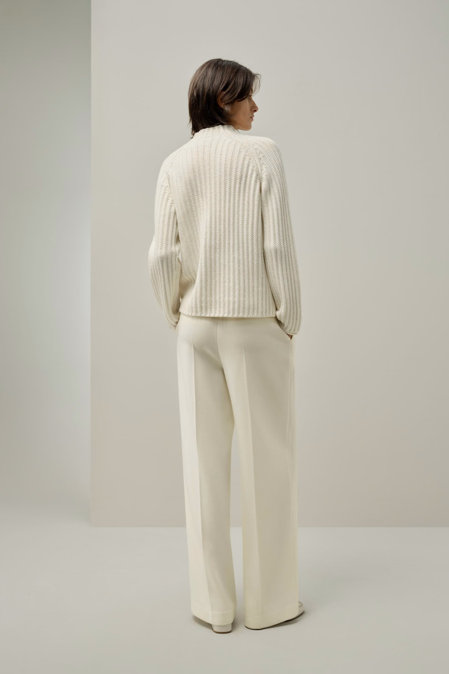 Pointelle Mock Neck Sweater