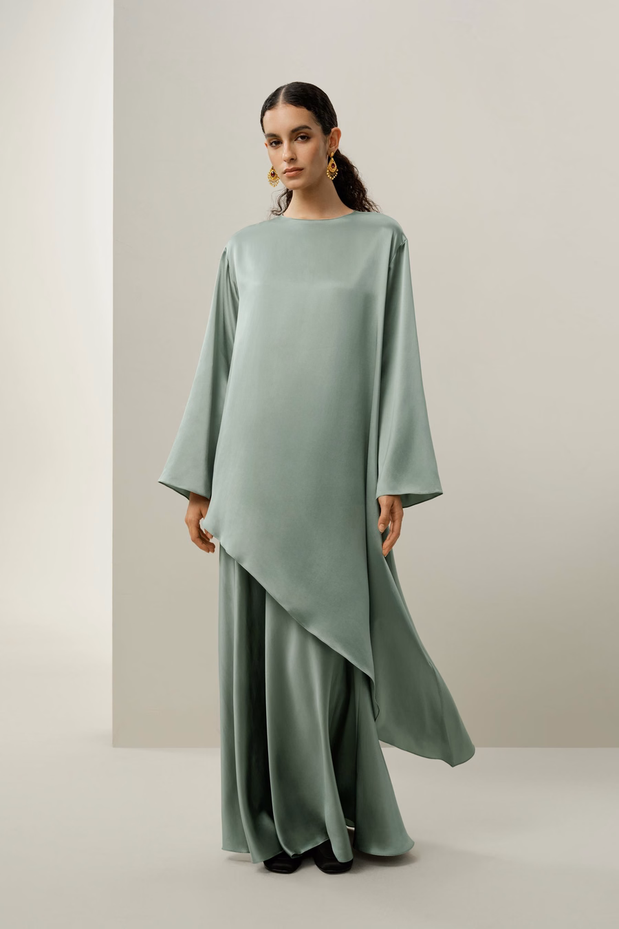 Silk Charmeuse Asymmetrical Tunic