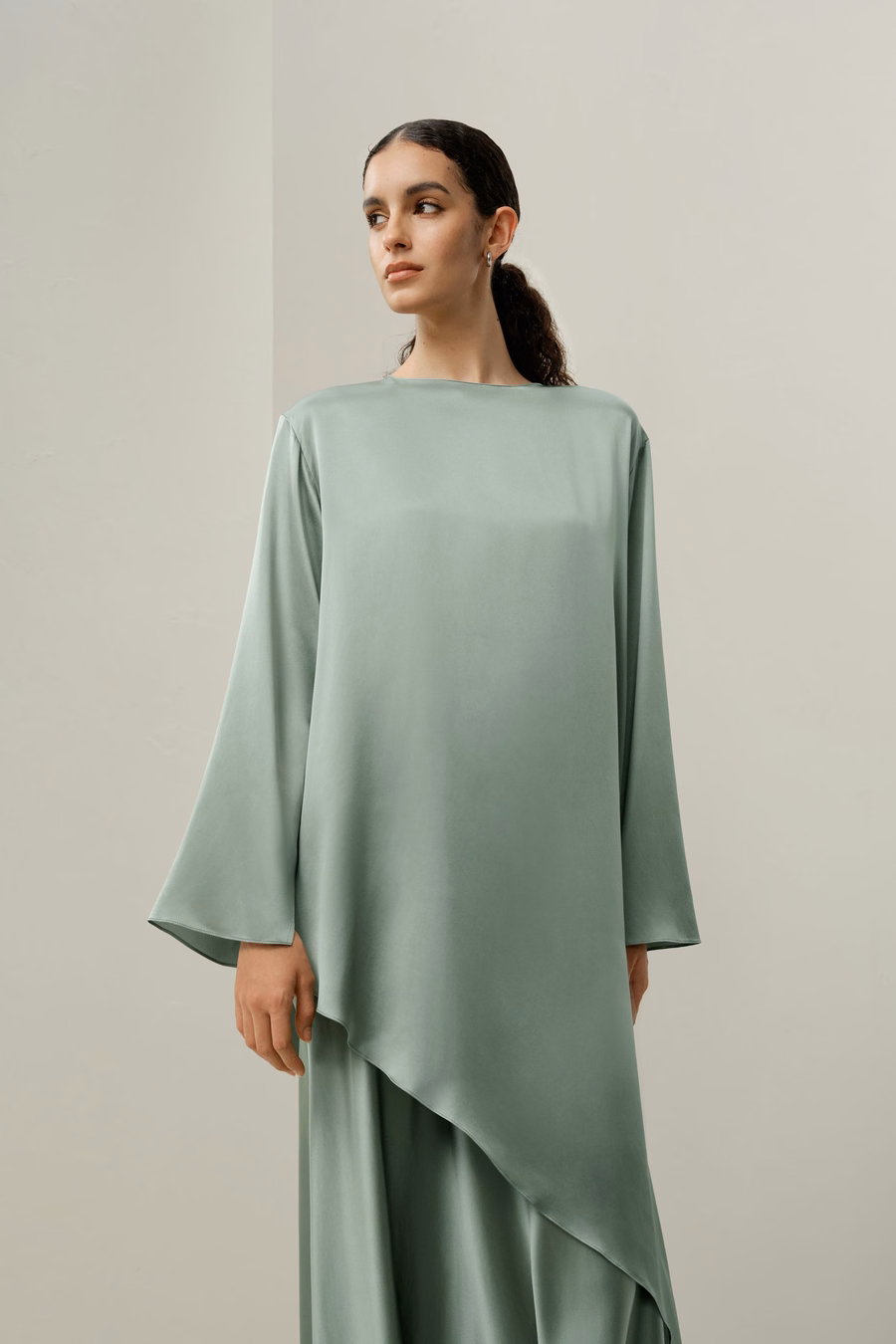 Silk Charmeuse Asymmetrical Tunic