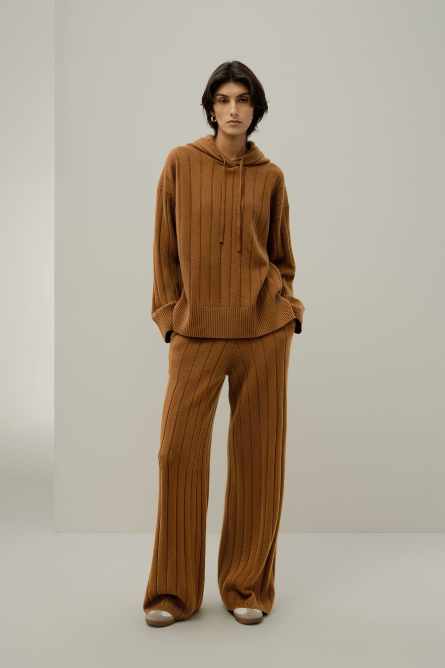 Geribbelde Hooded Knit Top