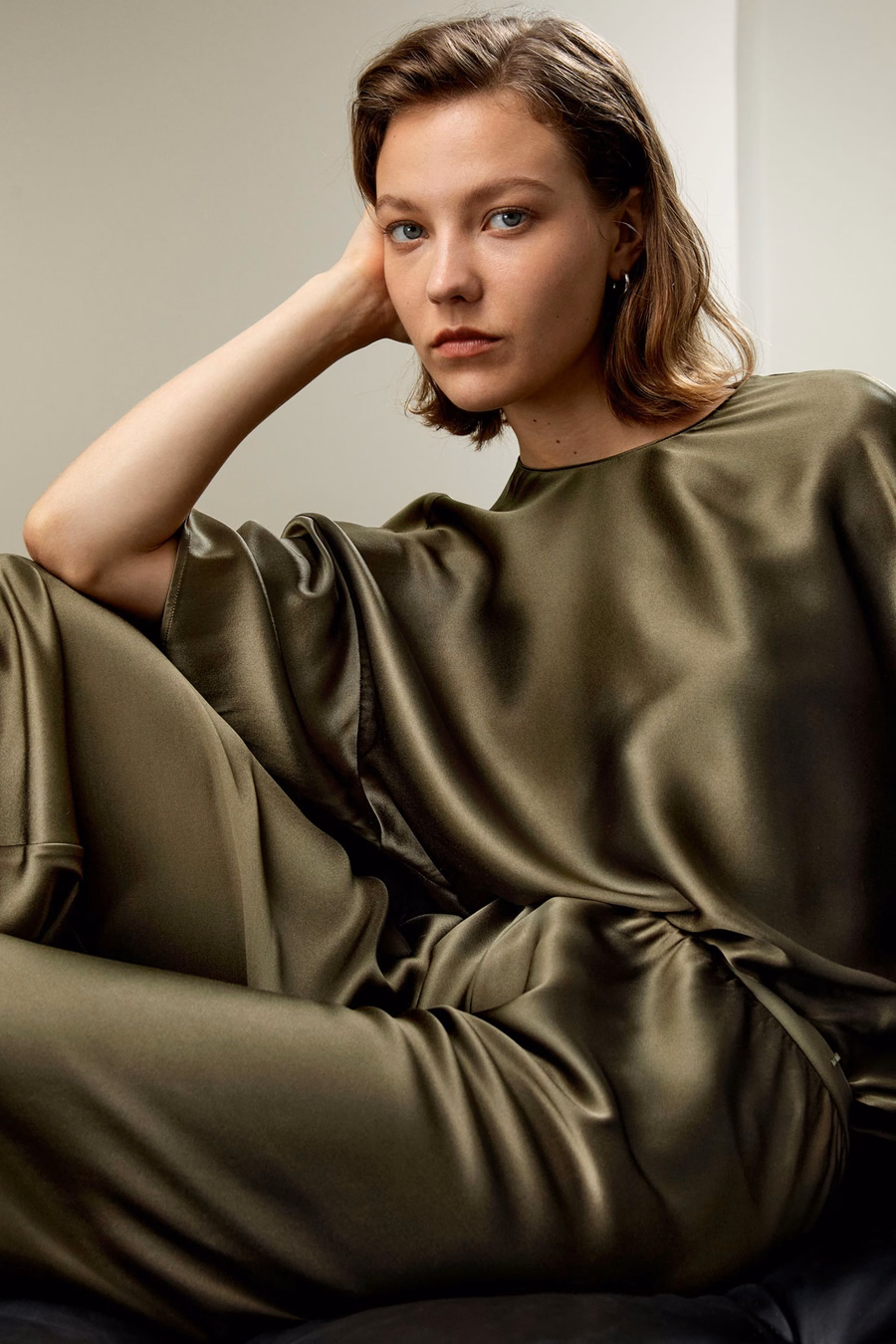 Ontspannen Zijde Crewneck Blouse
