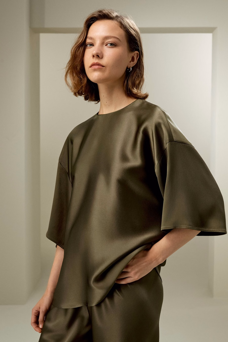 Ontspannen Zijde Crewneck Blouse