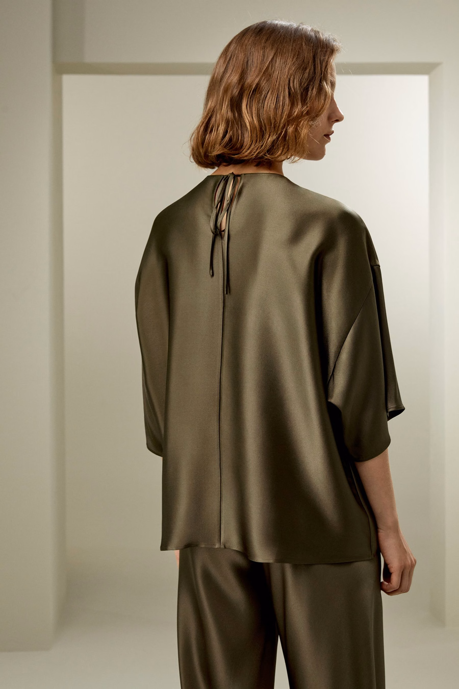 Ontspannen Zijde Crewneck Blouse
