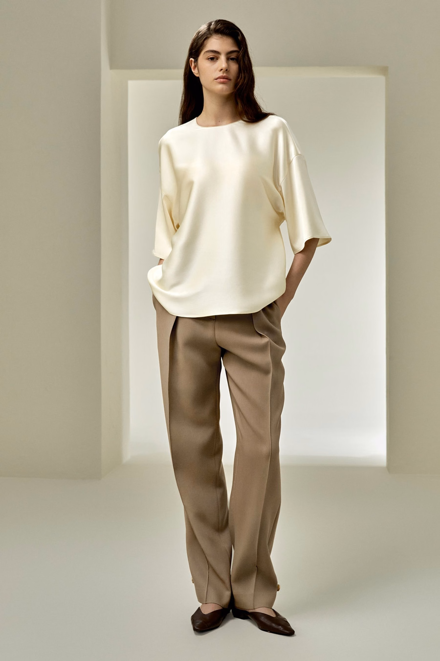 Ontspannen Zijde Crewneck Blouse