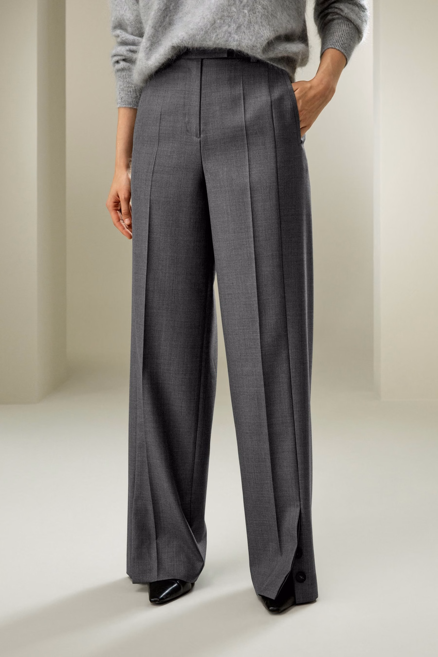 Wollen Zijde Blend Rechte Broek