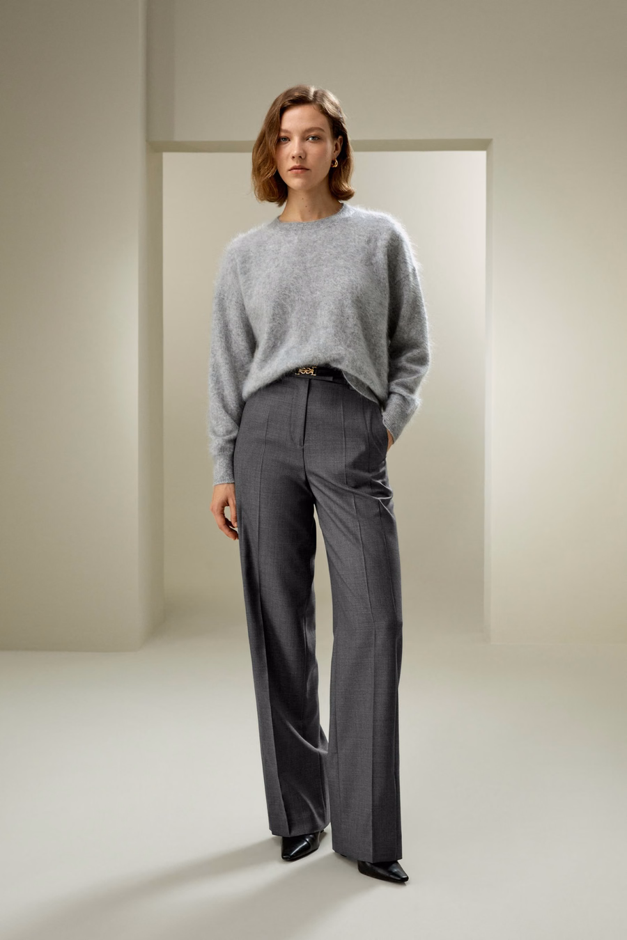 Wollen Zijde Blend Rechte Broek