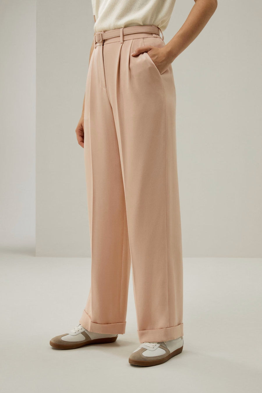 Mahonie Roze Zijde Rechte Pantalon