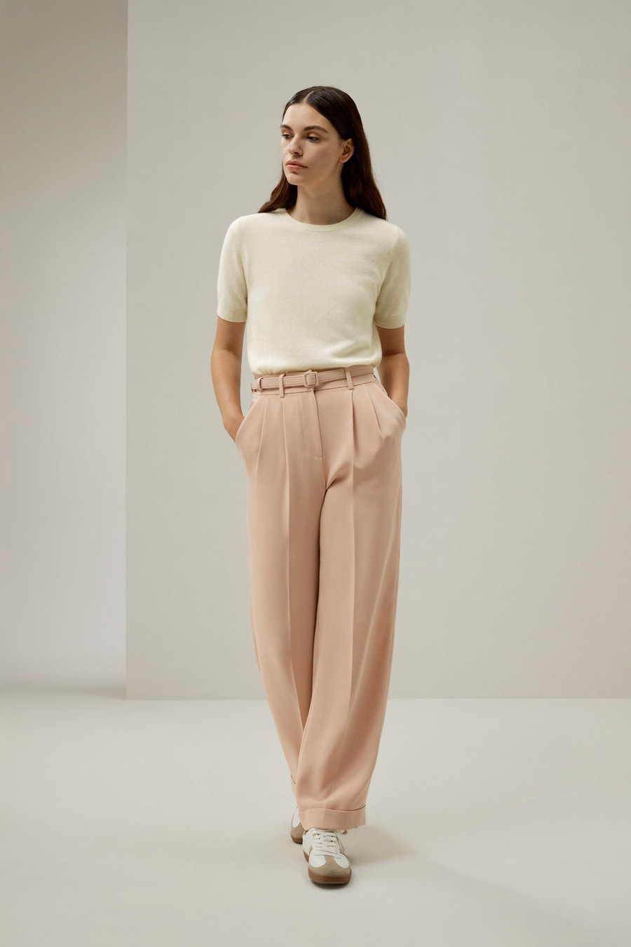 Mahonie Roze Zijde Rechte Pantalon
