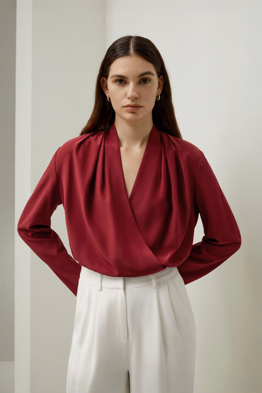 Silk Crêpe de Chine Blouse met lange mouwen