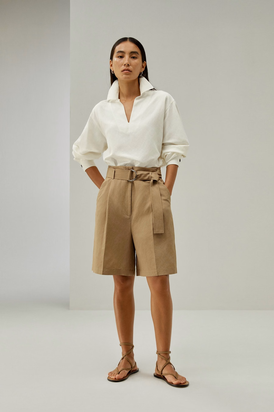 Chic Zijde-Linnenmix Bermuda Shorts