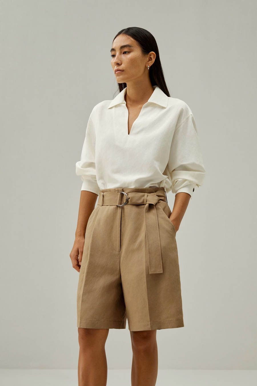 Chic Zijde-Linnenmix Bermuda Shorts