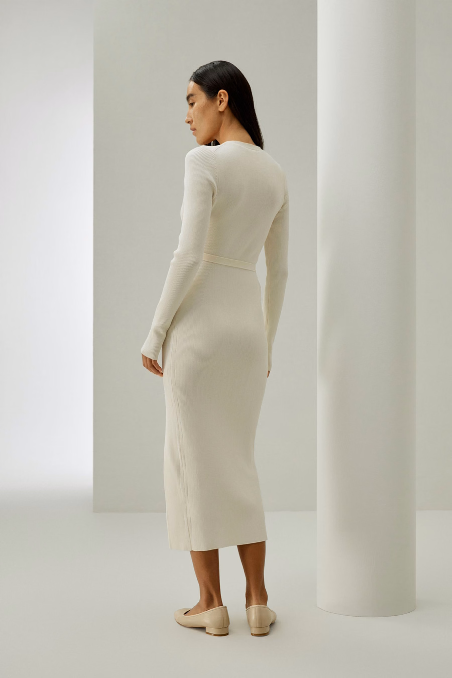 Elegante Wrap-Front Zijde Brei Jurk