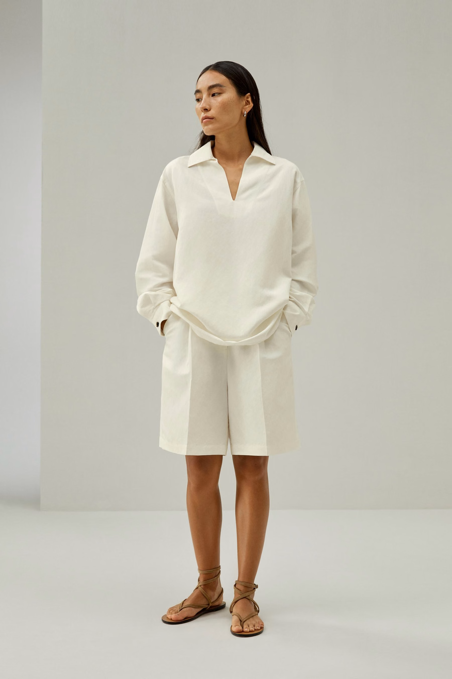 Oversized Silk-Linen Blend Shirt