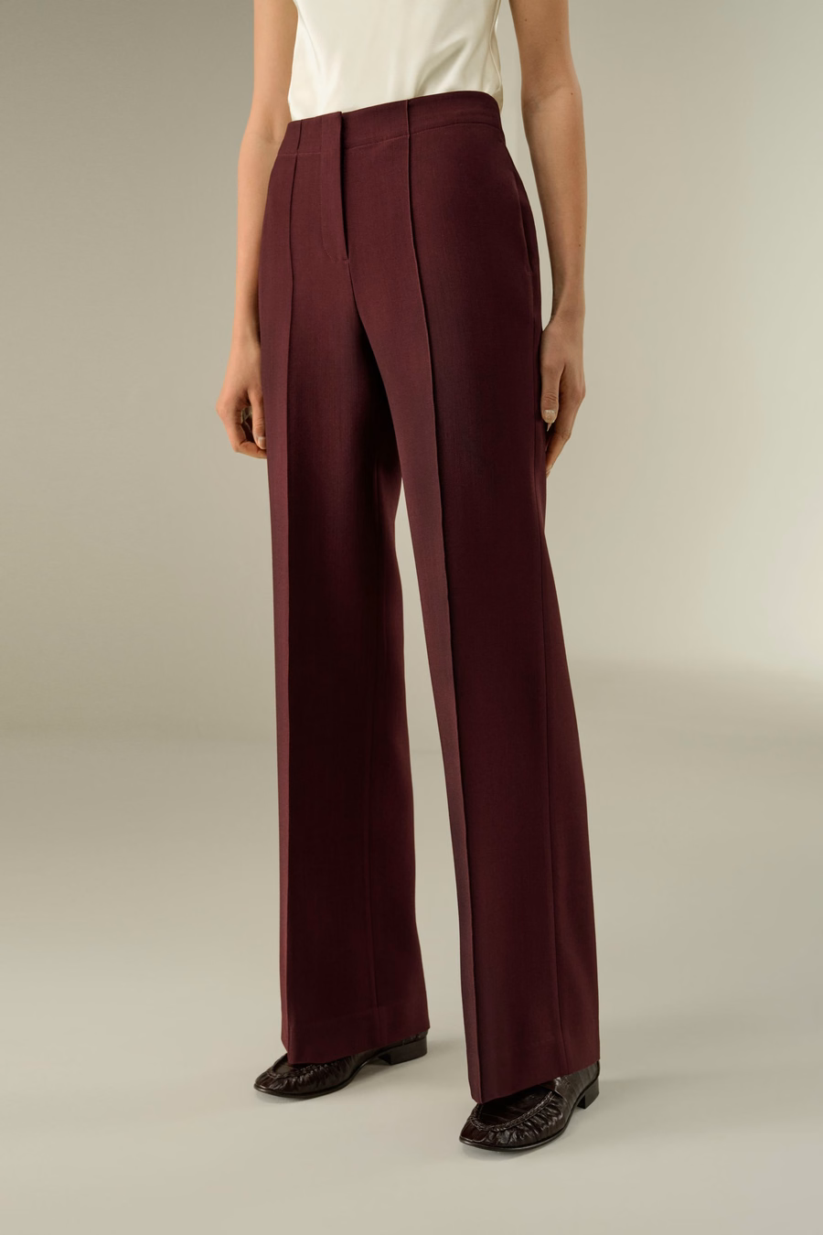 Silk-Wool Twill Flare Pants