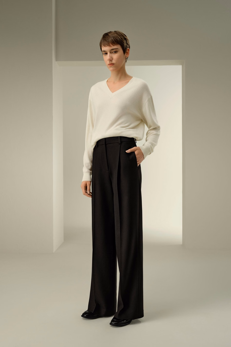 Silk-Wool Tweed Blend Trousers
